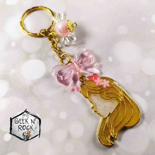Porte-clés ou bijoux de sac alice au pays des merveilles princesse sakua fleurs du japon