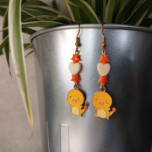 Boucles d'oreilles geek attrapez les tous ! salamèche pokemon