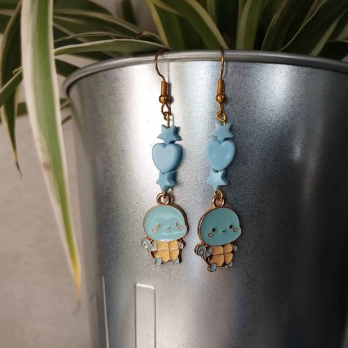 Boucles d'oreilles geek attrapez les tous ! carapuce pokemon