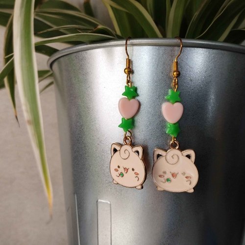 Boucles d'oreilles geek attrapez les tous ! rondoudou pokemon