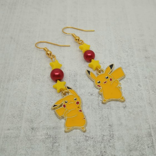 Boucles d'oreilles geek attrapez les tous ! pikachu kawaii pokemon