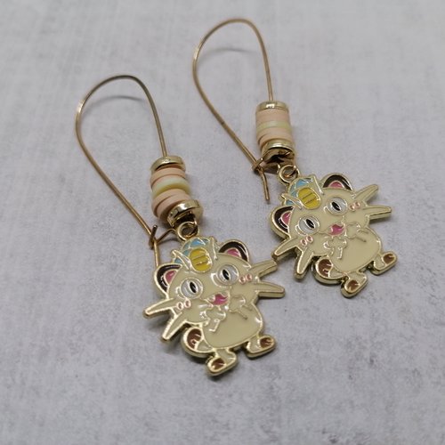 Boucles d'oreilles geek attrapez les tous ! miaouss kawaii pokemon
