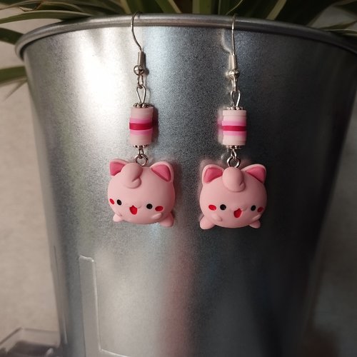 Boucles d'oreilles geek attrapez les tous ! pokémon rondoudou kawaï