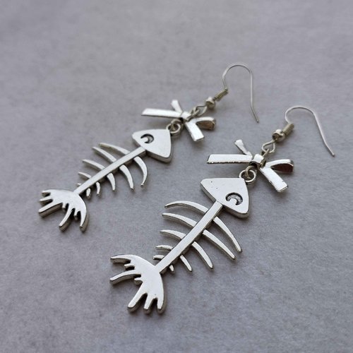Boucles d'oreilles squelette de poisson