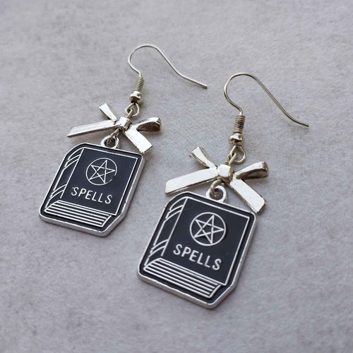 Boucles d'oreilles witch - livre de sort
