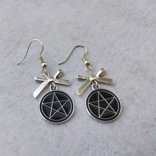 Boucles d'oreilles witch - pentacle de protection