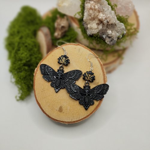 Boucles d'oreilles "noctua mystica" – l'élégance sombre rencontre la nature