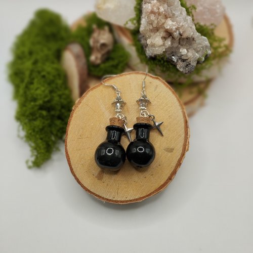 Boucles d’oreilles « fioles d’ombrecendre »