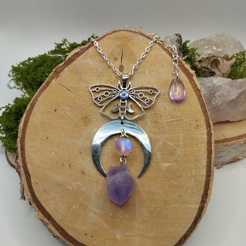Collier « vol de lune & améthyste »