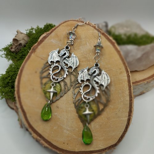 Boucles d’oreilles « gardiennes d’émeraude »