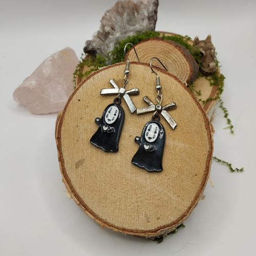 Boucles d'oreilles esprit "sans-visage" – création artisanale geek