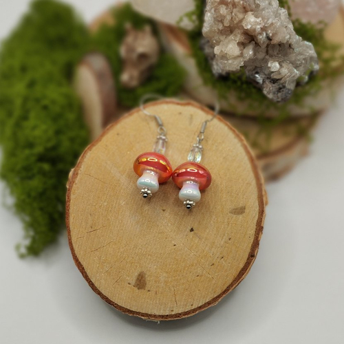 Boucles d’oreilles champignons rouges féeriques d'automne
