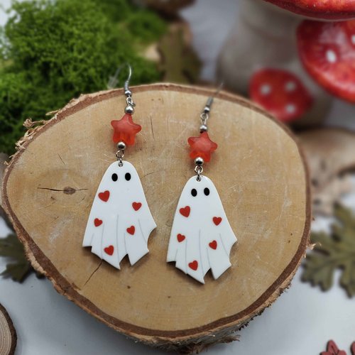 Boucles d’oreilles fantômes amoureux – halloween kawaii