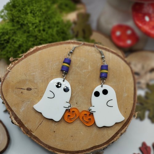 Boucles d’oreilles fantômes citrouilles – esprit halloween fun