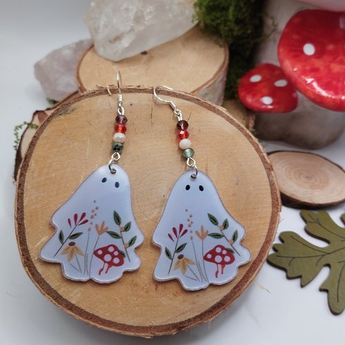 Boucles d’oreilles fantômes bohème – forêt & nature