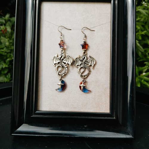 Boucles d’oreilles dragons des étoiles jumelles