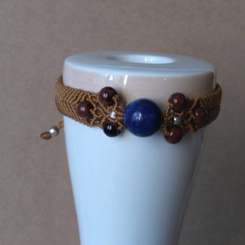 Bracelet lapis lazuli et obsidienne acajou 
