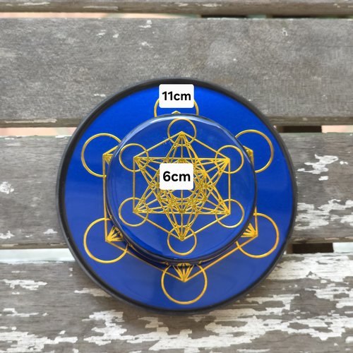 Plaque de rechargement à base de shungite 6 cm – cube de métatron & fleur de vie