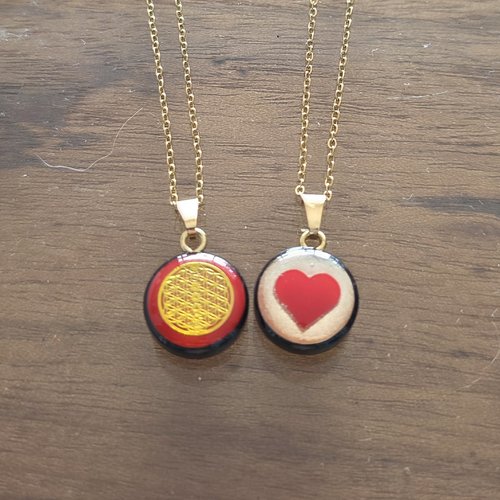 Pendentif talisman de julie – fleur de vie & cœur