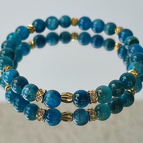 Bracelet élastique en apatite et plaqué or