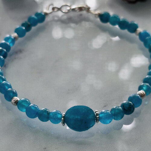 Bracelet perles apatite bleue en argent 925