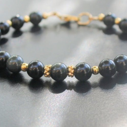 Bracelet obsidienne œil céleste perles