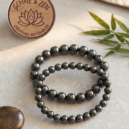 Bracelet hématite aaa  naturelle 6 ou 8mm, bijou d'ancrage et équilibre en pierres , bracelet élastique homme femme, création artisanale