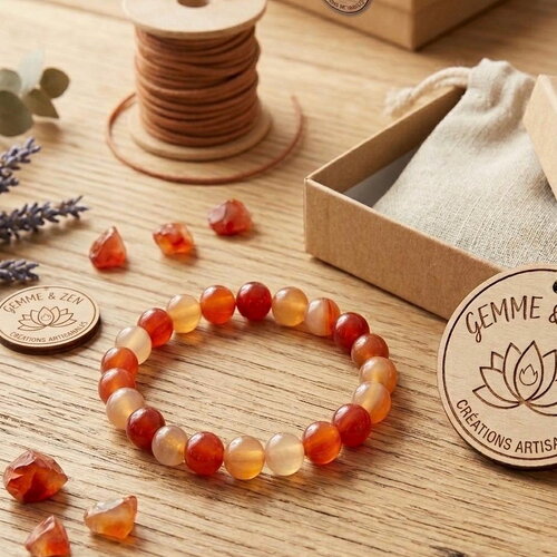 Bracelet cornaline aaa naturelle 8mm, bracelet élastique  pierre fine, bijou protection et vitalité, idée cadeau femme,