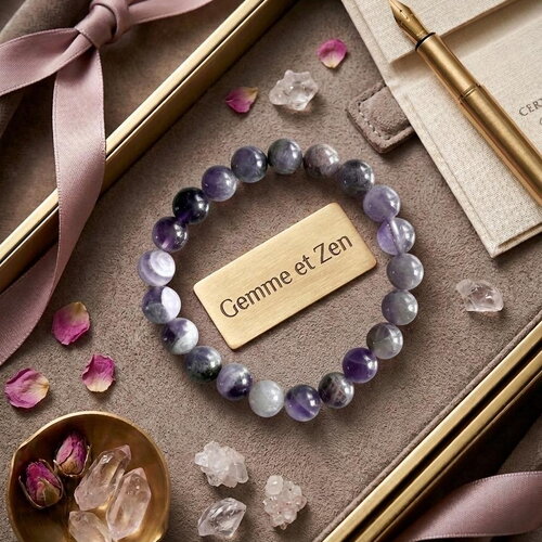 Bracelet améthyste aaa véritable perles 8mm - bracelet en pierre naturelle  élastique haute qualité, bijou lithothérapie cadeau femme