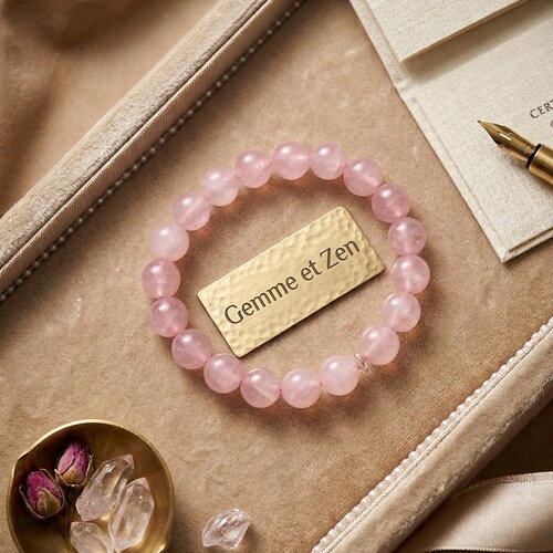 Bracelet quartz rose aaa perles 8mm - bracelet en pierre naturelle élastique, bijou lithothérapie amour et sérénité, cadeau fête