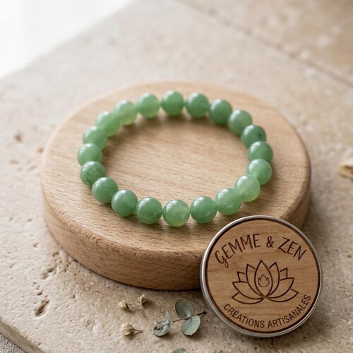 Bracelet aventurine verte aaa 8mm • pierre naturelle et lithothérapie • bracelet extensible homme femme • création artisanale