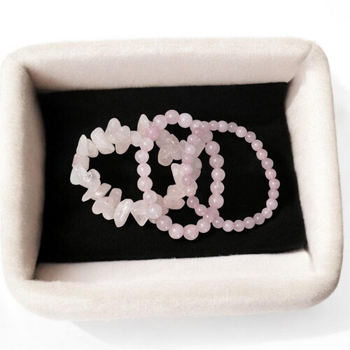 Bracelet quartz rose véritable qualité aaa | bracelet perles 6mm, 8mm ou éclats chips | élastique homme femme enfant,