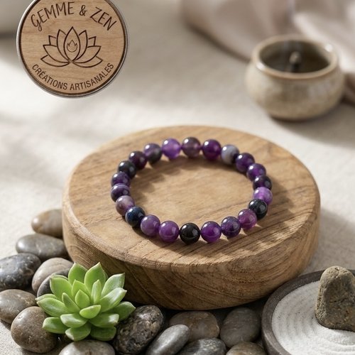 Bracelet en agate violette qualité aaa  – mystique et énergie spirituelle