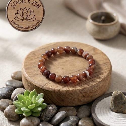 Bracelet en agate cornaline qualité aaa – vitalité et chaleur de la terre