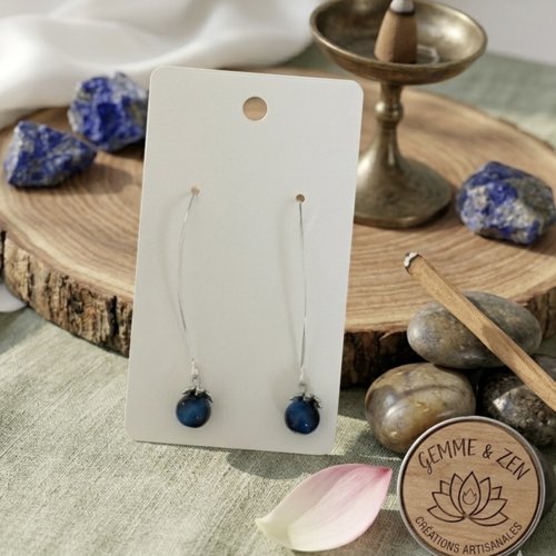 Boucles d'oreilles suspendues en œil de faucon – sérénité & protection intuitive