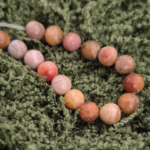 Perles corail fossilisé 6 mm des états-unis – qualité a – rondes polies
