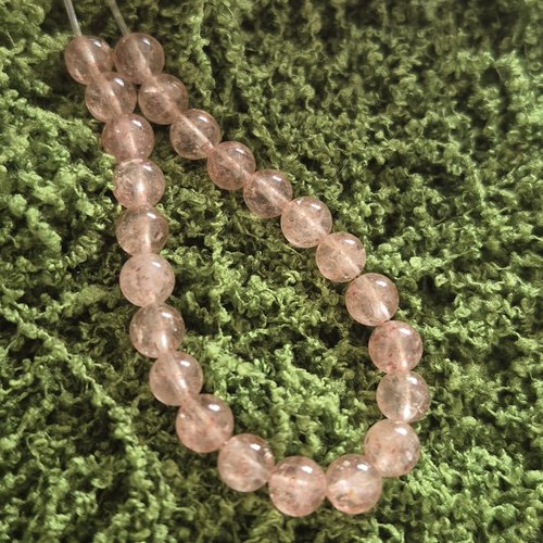 Perle quartz hématoïde 6 mm de madagascar – quartz fraise – qualité a