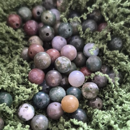 Perles en agate indienne 6 mm d’inde – qualité a – rondes polies
