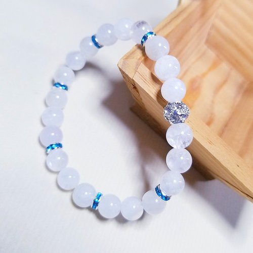 Bracelet perles en pierre de lune blanche