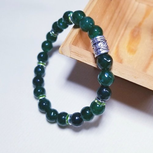Bracelet perles en jade vert
