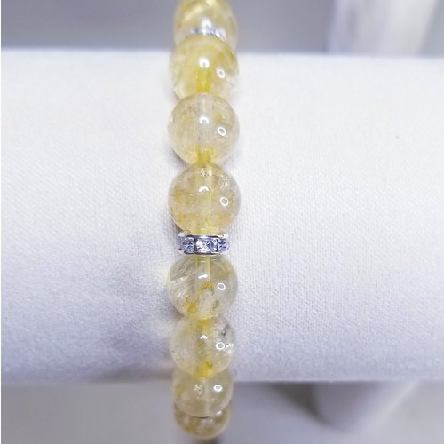 Bracelet perles en quartz rutile or et quartz cristal