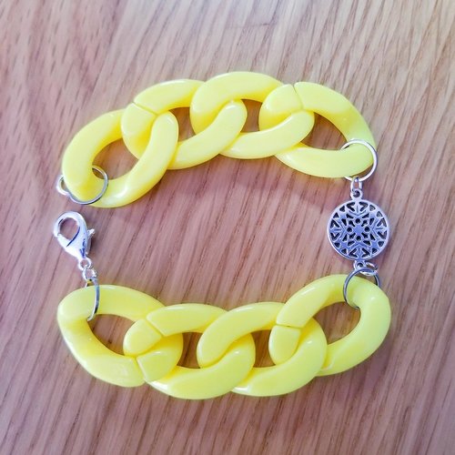 Bracelet grosses mailles jaune fluo
