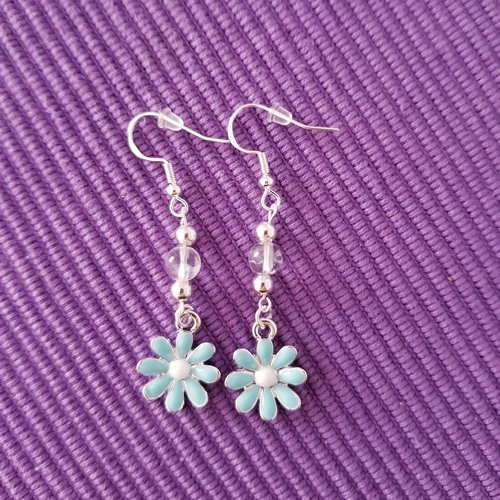 Boucle d'oreilles collection les petites fleurs turquoise