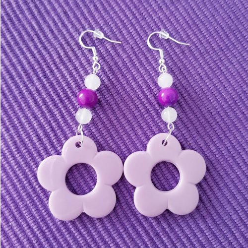 Boucle d'oreilles collection les grandes fleurs mauves