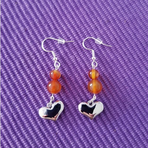 Boucle d'oreilles pendantes  coeur