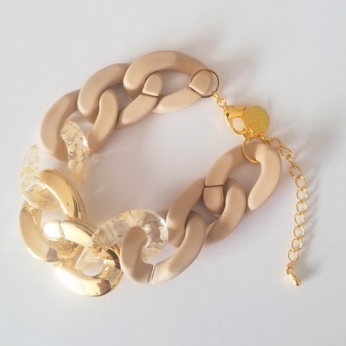 Bracelet grosses mailles beige