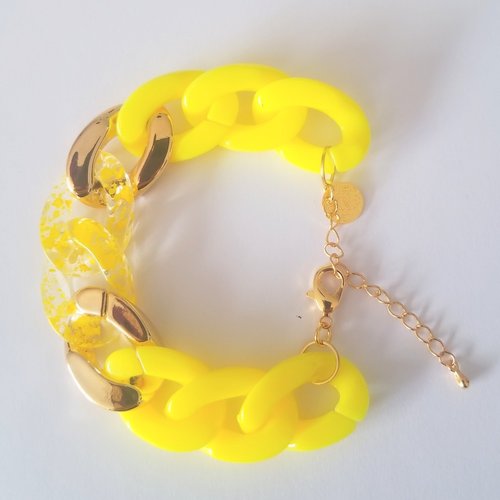 Bracelet grosses mailles jaune