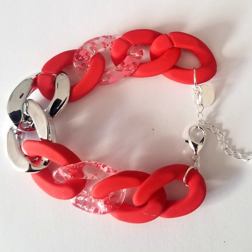 Bracelet grosses mailles rouges