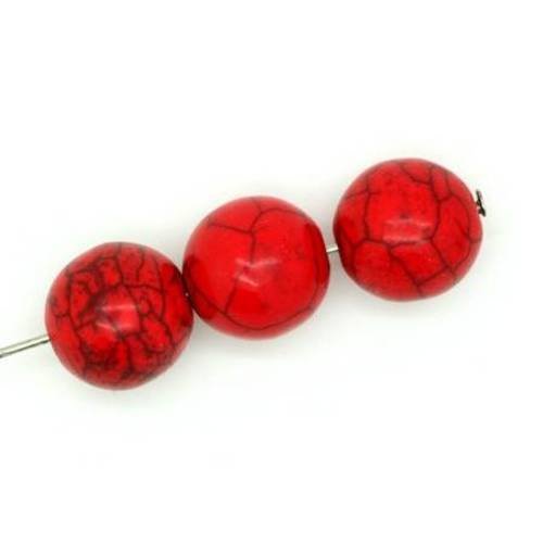  perle ronde howlite rouge 12 mm x 3 