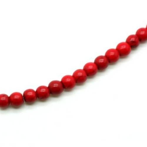 Perle ronde howlite rouge turquoise 6 mm x 20 